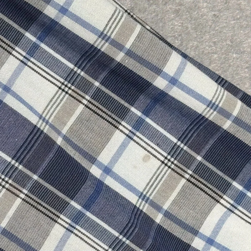 Banana Republic Pearl Snap Shirt‎ Mens Large Blue Plaid Flap Pockets Comfort